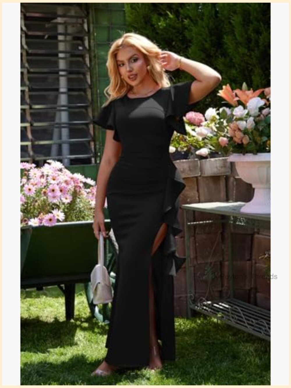 Women's Elegant High Split Ruched Bodycon Mermaid Evening Cocktail Maxi Dress - Picture 3 of 7